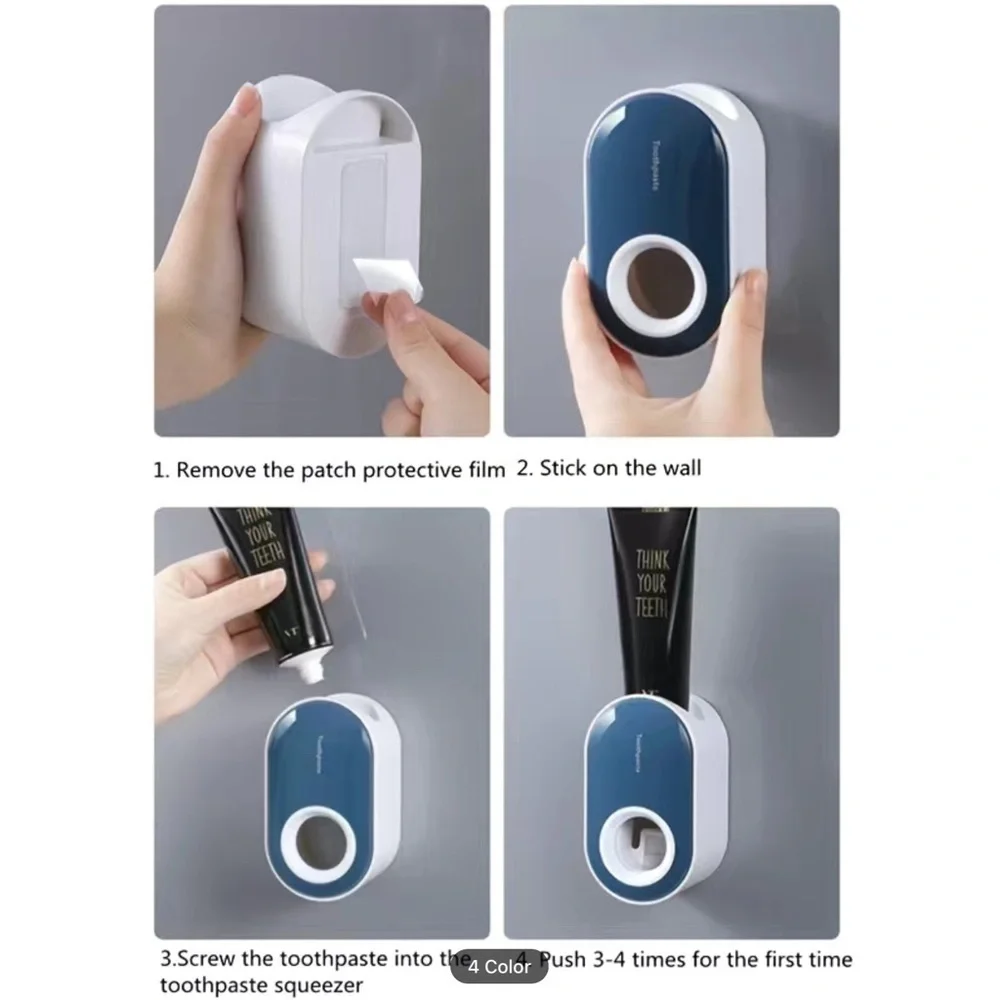 New! Automatic Toothpaste Dispenser White Washable Wall Mounted for Kids Adults